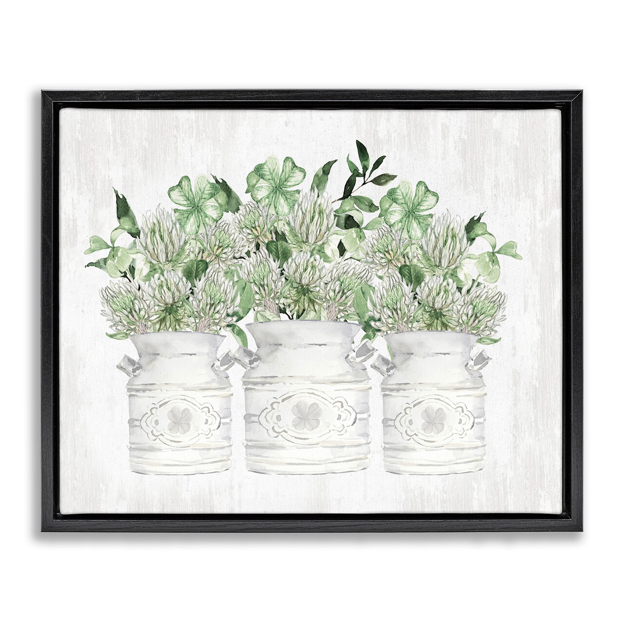 Stupell Industries Rustic Shamrock Bouquets Black Framed Floater Canvas Wall Art